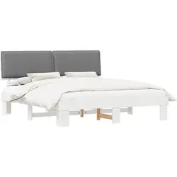 vidaXL Bettgestell mit gepolstertem Kopfteil 180 x 200 cm - Hellgrau - Modernes Betten-Design aus langlebigem Kiefernholz mit bequemem, abnehmbaren Kopfteil für optimalen Komfort. Ideal für jedes Schlafzimmer.