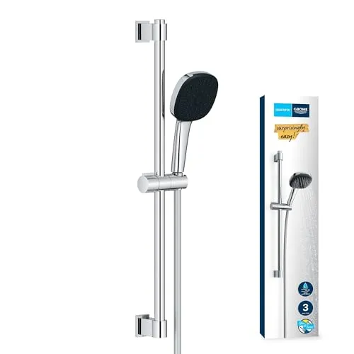 Grohe Vitalio Comfort 110 - Brausestangenset mit 3 Strahlarten, chrom, GROHE Water Saving für optimalen Wasserfluss und einfache Strahlumstellung