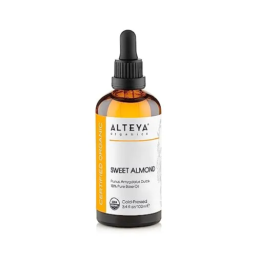 Alteya Bio Süßmandelöl 100 ml - 100% USDA-zertifiziertes Reines Natürliches Kaltgepresstes Süßmandel Trägeröl - Nährstoff- und Feuchtigkeitsspendende Premium-Hautpflege