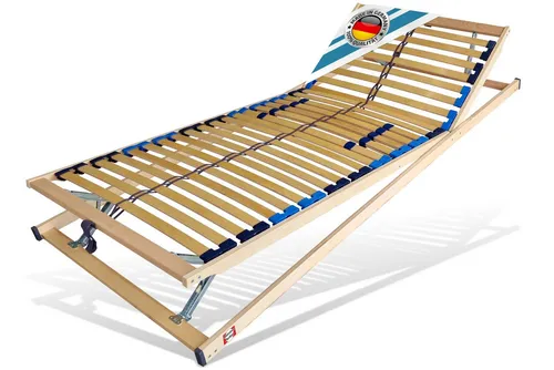 Lattenrost 28 Leisten, verstellbar, stabilisierender Mittelgurt MONTIERT, Matratzen Perfekt, Kopfteil 8 Fach Verstellbar, Fußteil 8 Fach Verstellbar, verstellbarer Lattenrost, made in Germany