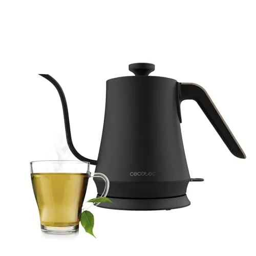 Cecotec Wasserkocher Thermosense 500, 1 L - Eleganter Wasserkocher mit Schwanenhals-Design und 1200 W Leistung für schnelles Erhitzen. BPA-frei, mit Anti-Kalk-Filter und 360º drehbarer Basis, ideal für präzises Ausgießen.
