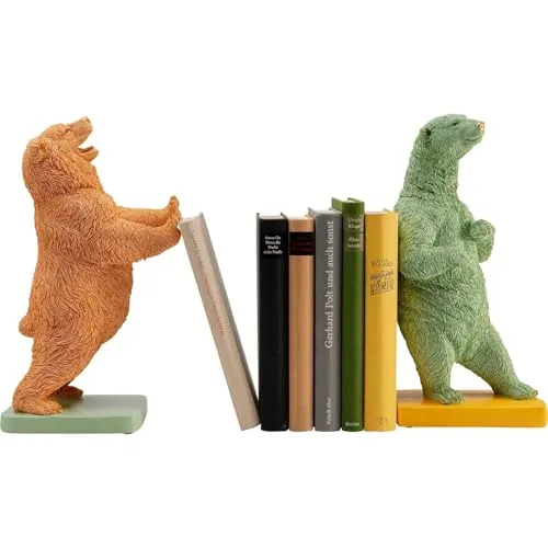 Kare Design Buchstütze Bear Party (2er Set) – Farbenfrohe Deko für jedes Bücherregal - Originelles Buchstützen-Set mit kunstvollen Bärenfiguren in sanften Farben. Ideal für Bücherregale oder Schreibtische – bringt Farbe und Stil in jedes Zuhause. Gefertigt aus robustem Polyresin für hohe Stabilität.
