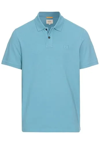 camel active Herren Halbarm Poloshirt aus Reiner Baumwolle Blau - Hochwertiges Poloshirt aus Piqué-Baumwolle mit authentischem Used-Look, ideal für lässige Freizeitoutfits. Regular Fit und bequeme Passform.