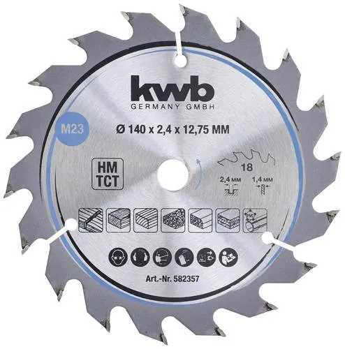 Kwb 582357 Hartmetall Kreissägeblatt 140 x 12.75mm 1St.
