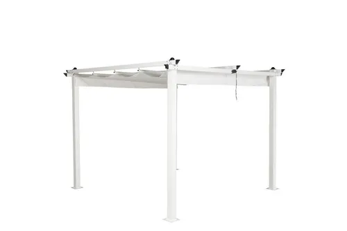 Lazio Pergola weiß - Eleganter Sonnenschutz - Sonnenschirm aus robustem Aluminium mit abnehmbarem Polyesterdach, ideal für stilvolle Außenbereiche. Maße: 300x300x250 cm. Bringt Komfort und Eleganz in Ihr Zuhause.