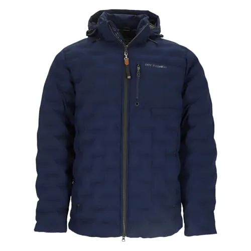 Dry Fashion Herren Steppjacke Esbjerg gefüttert - Gesteppte Jacke mit abnehmbarer Kapuze in Navy Größe 6XL