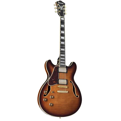 Ibanez Artcore Expressionist AS93FML-VLS Lefthand Violin Sunburst - Halbakustische E-Gitarre für Linkshänder mit laminiertem Riegelahorn-Korpus und zwei Super 58 Pickups für authentische Vintage Sounds.