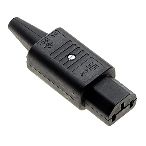 C13 Wiederverdrahtbarer IEC-Stecker, 15A, Gerade, Schwarz - IEC320-C13-Steckverbinder 3-Polige Buchse für Stromadapter Stifte Inline-Stecker-Buchse