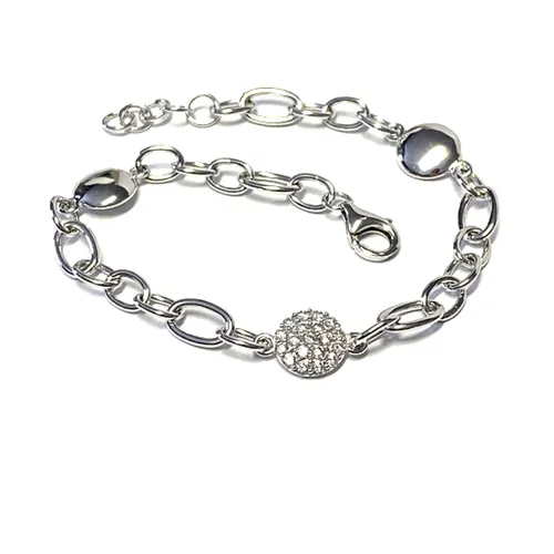 Armband Silber 925 rhodiniert Bettelarmband Zirkonia 18 - 20cm - Elegantes Bettelarmband aus rhodiniertem Sterlingsilber 925, ideal für individuelle Anhänger. Verstellbar von 18 bis 20 cm, perfekt für jeden Anlass.