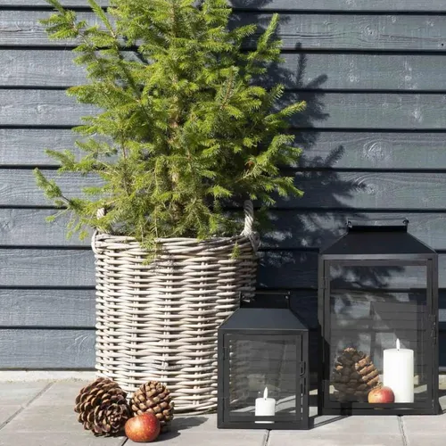 Rattankorb BAKUL rund 50cm mit Griffen von LebensWohnArt