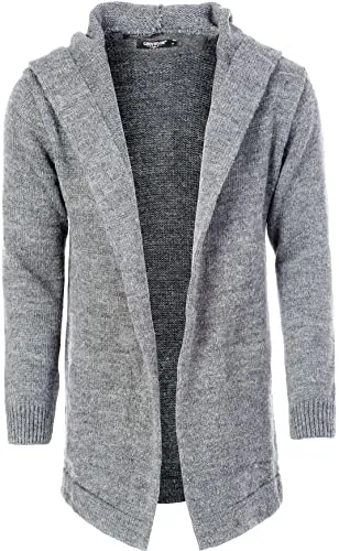 CARISMA Herren Strickjacke Herren Jacke mit Kapuze 7601, Grey, L
