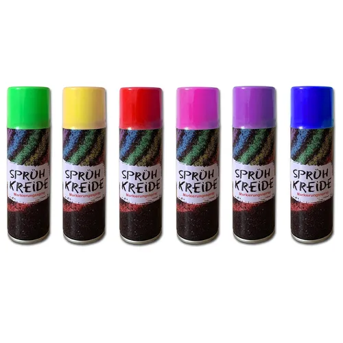 6er Set Sprühkreide 175 ml je Dose 6 Farben Sprüh Markierungsspray Kreidespray