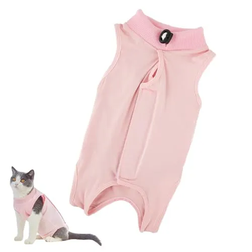 Katzenbody Nach Op,Katzen Body Für Katzen Operation,Body Katze Nach OP,Professioneller Genesungsanzug für katzen,Recovery Suit Anti-Leck E-Halsband Alternative für Bauchwunden Hautkrankheiten (Rosa,M)