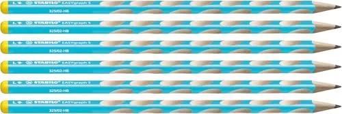 STABILO - Schmaler Dreikant-Bleistift für Linkshänder - EASYgraph S in blau - 6er Pack - Härtegrad HB