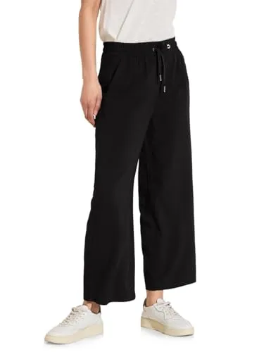 STREET ONE 7/8-Hose mit Wide Legs, Gr. 34 - Länge 26, black - Stylische 7/8-Hose für coole Freizeit-Outfits, mit breitem Hosenbein und hoher Leibhöhe. Die weich fließende Viskose sorgt für ein angenehmes Tragegefühl.