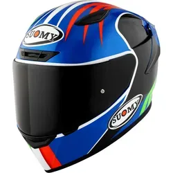 Suomy Track-1 Pecco Bagnaia Mugello Replica 2022 - Integralhelm in Schwarz/Blau/Grün/Rot - M - Motorradhelm mit TRICARBOCO-Verbundwerkstoff für optimale Sicherheit und Komfort, ideal für Straße und Rennstrecke, inklusive herausnehmbarem Hydrocool-Futter.