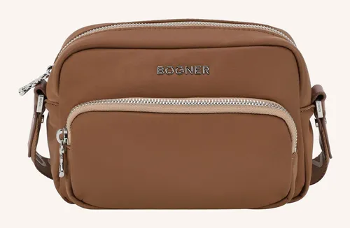 BOGNER Umhängetasche Klosters, Nylon braun - Stylische Handtasche aus robustem Nylon in Toffee, ideal für Alltag und Freizeit. Mit einem Hauptfach und zusätzlichem Reißverschlussfach bietet sie praktischen Stauraum bei einem Gewicht von nur 300 g.