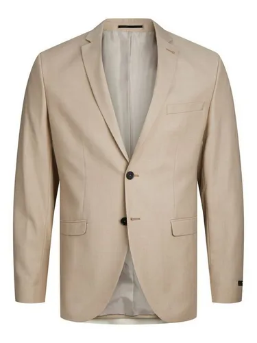 Jack & Jones Sakko Solaris beige 54 - Elegantes 1-tlg. Sakko aus recyceltem Polyester, ideal für Business-Anlässe. Bequem und stilvoll mit weiterem Kragen und Knopfverschluss.