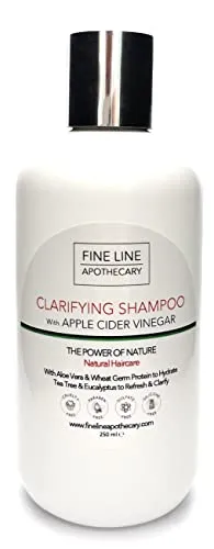 99% Natürlich KLÄRUNG SHAMPOO - APFELESSIG, ALOE VERA, TEEBAUM & EUCALYPTUS – 250 ml von Fine Line Apothecary. Keine Sulfate, Parabene. Konzentriert. pH 5,5 für empfindliche Haut