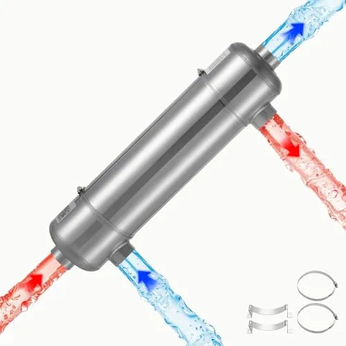 VEVOR Schwimmbad Wärmetauscher 61,5 kW, Edelstahl Schwimmbadheizer mit 30 Rohren, Pool-Wärmeüberträger mit 1,0 MPa Druck & 0,46 m² Wärmetauscherfläche, Wärmeaustauscher für Poolsystem Spa Heizung