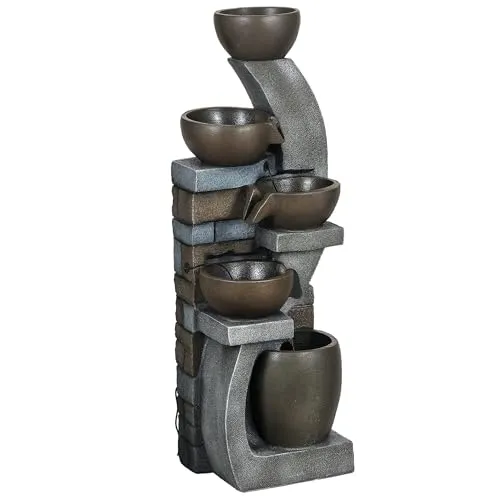 Outsunny Gartenbrunnen mit LED-Beleuchtung