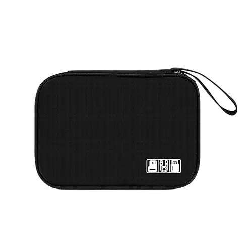 Tunejoy Kabeltaschen Elektronik Zubehör Tasche Wasserdicht Kabel Tasche Tragbare Elektronische Organizer Reise für Handy Festplatte USB Sticks SD 24x16,5x1,8 cm Schwarz
