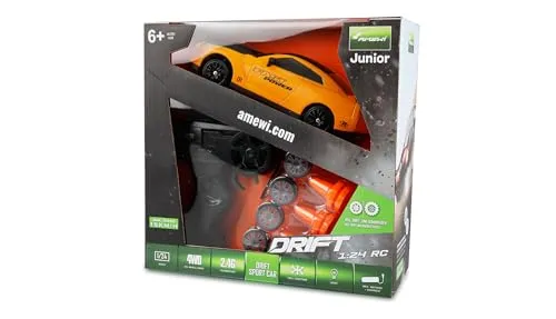 Amewi 21106 Drift Sport Car - 1:24 RC Elektro Modellauto in Gelb, ideal für Einsteiger und Kinder ab 6 Jahren