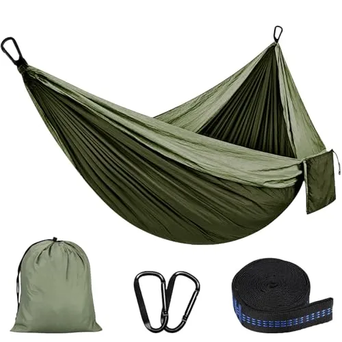 Hängematte Outdoor Camping Hängematten 300kg Tragkraft (300 x 200 cm) Einzel oder Doppel Ultraleicht Tragbar Reise Hängematte Garten Strand Doppelhängematte Fallschirm Nylon Atmungsaktiv Hammock