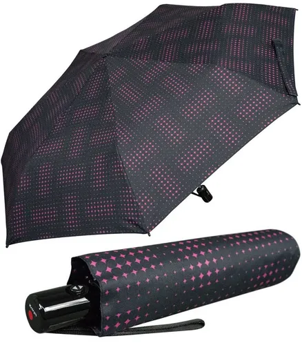 Knirps® Taschenregenschirm - Leichter, kompakter Schirm mit Auf-Zu-Automatik in pink mit Sternen - Taschenschirm mit hochwertiger Verarbeitung, nur 280g leicht und ideal für die Handtasche. Perfekt für den Alltag, trotzt Wind und Regen mit stilvollem Design.