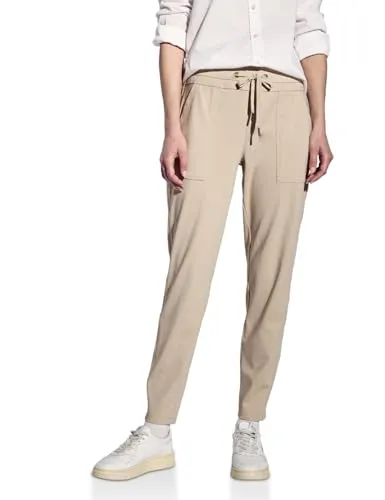 Stoffhose STREET ONE Damen Gr. 46, beige - Stylische Stoffhose im Loose Fit für Damen, mit elastischem Tunnelzugbund und pflegeleichtem Materialmix für optimalen Komfort im Alltag. Ideal für entspannte Looks.