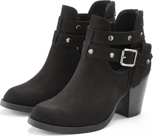 Cowboy Stiefelette LASCANA für Damen, Gr. 39, schwarz - Modische Cowboy Stiefelette mit Zierschnalle von LASCANA. VEGAN, aus hochwertigem Lederimitat und mit 7,5 cm Absatzhöhe, ideal für trendbewusste Frauen.