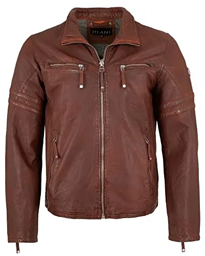 Jilani - Herren Echtleder Lederjacke Lammnappa rotbraun Größe 48