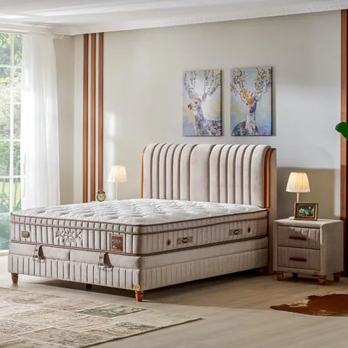 BAMBI YATAK Boxspringbett Set mit Bettkasten – Komfort und Eleganz für Ihr Schlafzimmer - Betten mit Stauraum, 7-Zonen Taschenfederkernmatratze für optimalen Schlafkomfort, langlebige Materialien und modernes Design, Höhe Matratze: 31 cm, ideal für stilvolle Schlafzimmer.