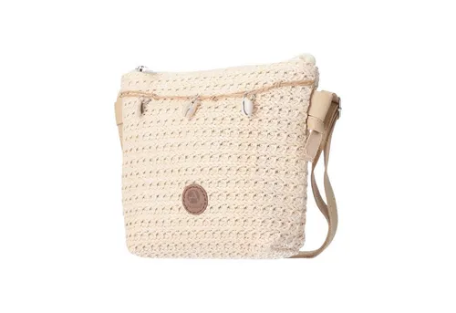 Produktbild VewoTex Clutch XS Damen Bast Tasche » kleine Umhängetasche ca. 18 x 15 cm (Einzelne Tasche, Kein Set), sommerliche Clutch » Handtasche mit kleinen Muscheln