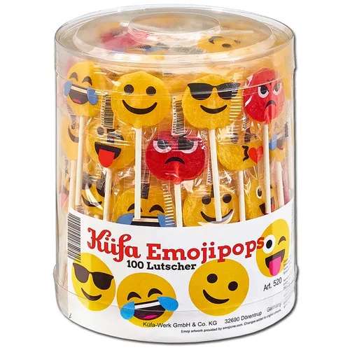  Küfa Emojipops, Smiley-Lutscher, Lolly, 100 Stück 14,98€/1kg