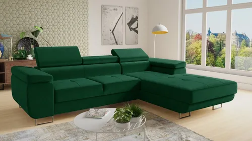 Ecksofa Divo mit Schlaffunktion und Kopfstützen