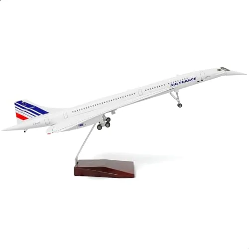 NUOTIE 1/125 Concorde Flugzeugmodell Druckguss-Metallflugzeugmodellbausatz 19,7-Zoll-Flugzeugmodell mit großer Simulationsanzeige (France Airways)