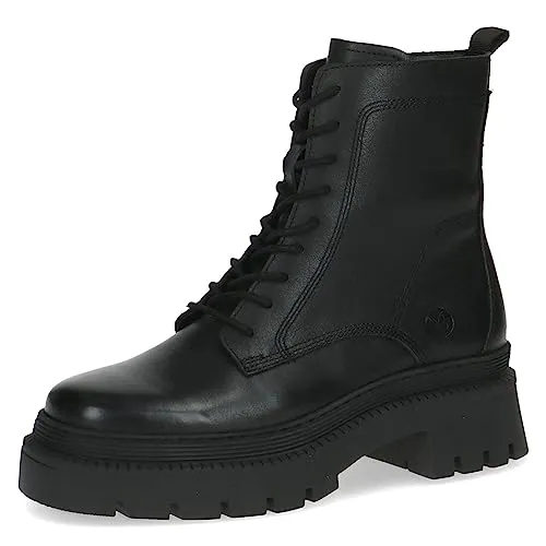 CAPRICE Damen Stiefeletten zum Schnüren Memotion aus Leder Plateau Weite G, Schwarz (Black Nappa), 42 EU