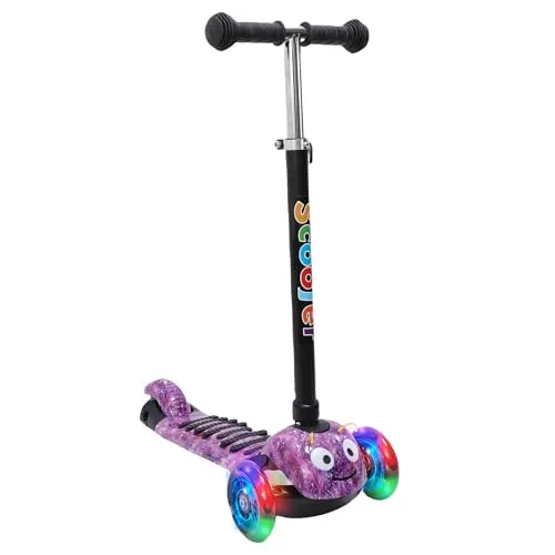 Habib Gruppe Kinderroller, 3-Räder, Kinderscooter für Jungen & Mädchen 3-8 Jahre mit LED-Rädern, Höhenverstellung, rutschfest, Max. 50 KG