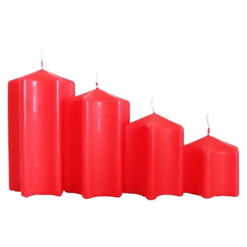 4er Set Ebersbacher Sternkerzen gestuft Rot (Ø x H) ca. 60 x 60-110 mm (4 Stück)