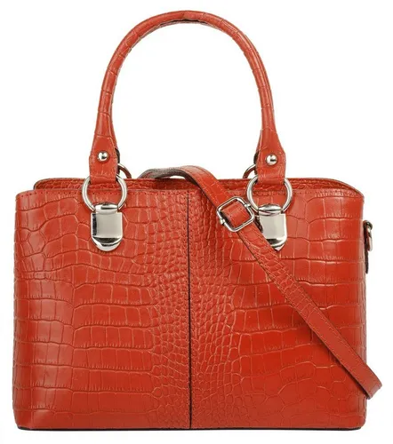 Umhängetasche CLUTY aus echtem Leder, orange - Handtaschen aus 100% Rindleder, Made in Italy, mit 2-geteiltem Hauptfach und verstellbarem Schultergurt für vielseitige Tragemöglichkeiten.