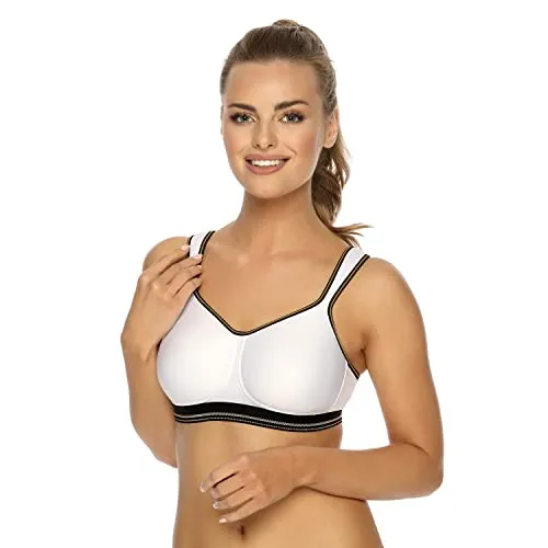VIANIA! Dessous Sport BH 141472 I Gemoldeter Spacercup BH ohne Bügel I Atmungsaktiver Sport-BH Intense I Mountainbiken & Skifahren & Fußball & Tennis I Schnelltrocknend I 85F I Weiß