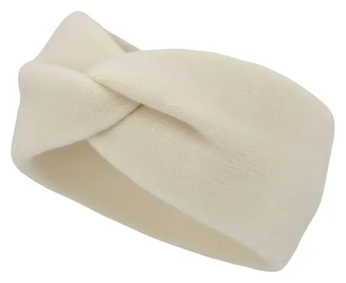 styleBREAKER Damen Feinstrick Stirnband mit Twist Knoten Detail | weiches elastisches Haarband | warmes Einfarbiges Kopfband für Herbst und Winter, Farbe:Creme