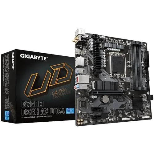 Gigabyte B760M DS3H AX DDR4 Mainboard - Hybride digitale VRM-Lösung für optimale Leistung und Unterstützung von PCIe 4.0 M.2-Anschlüssen