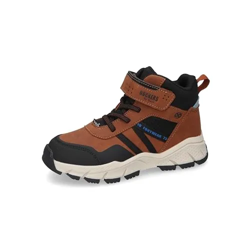 Dockers by Gerli Unisex - Kinder Combat Boots, Jungen,Mädchen Stiefeletten,wasserabweisend,warm gefüttert,braun/schwarz,36 EU