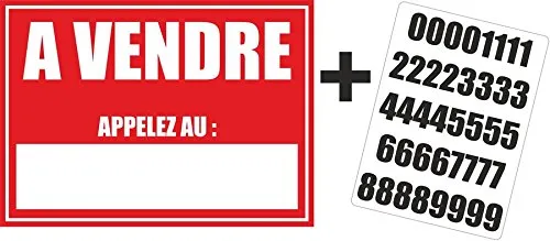Akachafactory Aufkleber für Haus, Wohnung, A vendre + Bogen für Telefonnummern