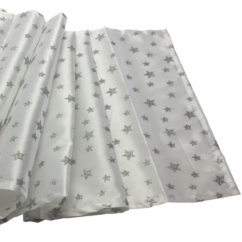 Läufer Silverstar, weiß-silber 40x180cm, Satin, 100% PES in weiß von Werner Voß