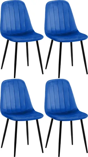 CLP 4er Set Esszimmerstuhl Baxter Samt-Bezug, blau in blau von CLP