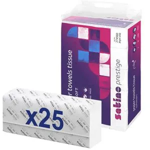 Satino Prestige by Wepa 274980 - 2-lagige Interfold Papierhandtücher - Papierhandtücher in weiß, saugstark und reißfest, ideal für hohe Ansprüche in Gastronomie und Hygiene. 120 Stück im praktischen Interfold-Format.