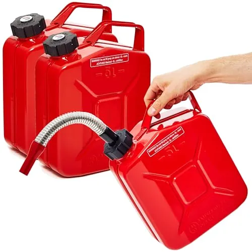 BW Benzinkanister Metall 5 L mit Ausgießer – TÜV-geprüft und UN-zugelassen - Robuster 5-Liter Metallkanister mit Schraubverschluss und Ausgießer. Ideal für die sichere Aufbewahrung von Flüssigkeiten. TÜV- und UN-zertifiziert für höchste Sicherheitsstandards.